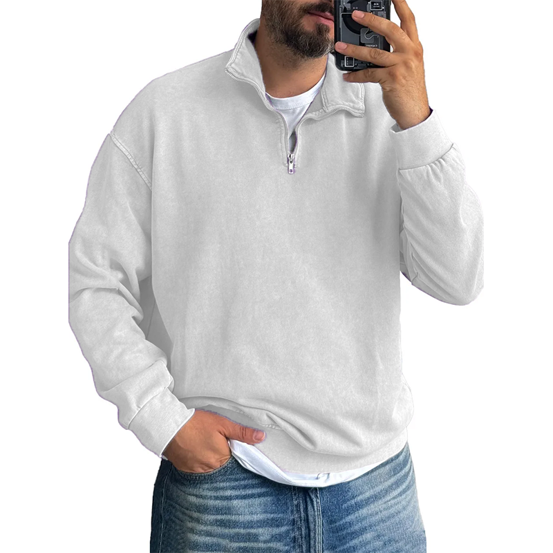 Men's Basic Zip Stand Up Sweatshirt