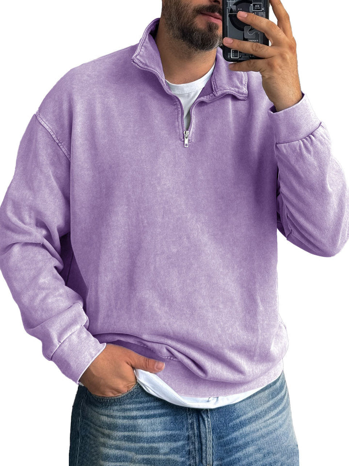 Men's Basic Zip Stand Up Sweatshirt