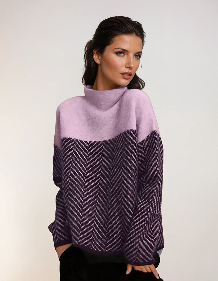 ELEN™ | CHEVRON PATTERN TURTLENECK SWEATER